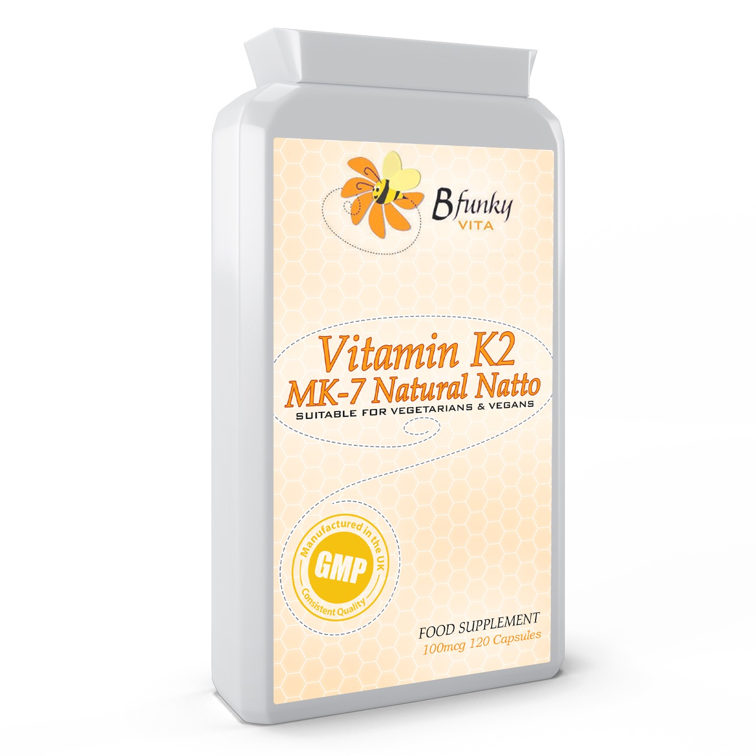 Vitamina K2 100mcg MK7 Menachinone Alto Forza UK Fatto Naturale Da Natto 